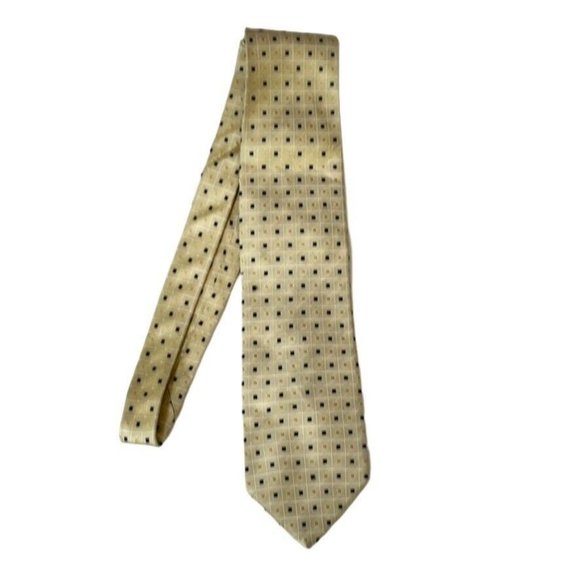 ALEXANDER JULIAN COLOURS Mens Necktie Silk Gold Black Geometric Squares 62"x3.5" - Picture 6 of 10